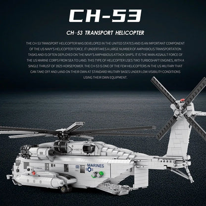 CH-53E Super Stallion Helicopte Building Set for Adults, Army Transport Airplane Toy, Collectible Gifts for Military Enthusiasts