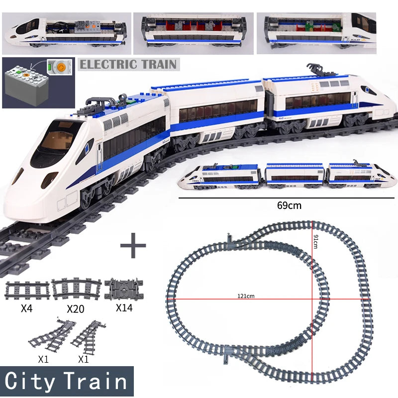 DIY MOC City Series Train Metro Tracks Building Blocks Railroad Conveyance Kids Model Bricks Toys Brinquedos for Children Gifts