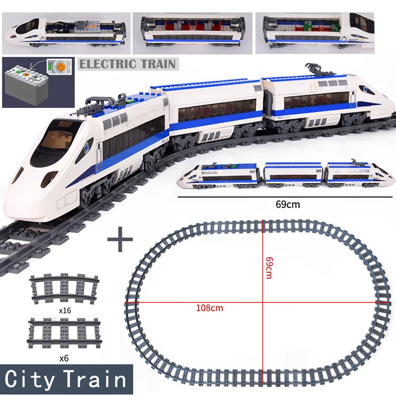 DIY MOC City Series Train Metro Tracks Building Blocks Railroad Conveyance Kids Model Bricks Toys Brinquedos for Children Gifts