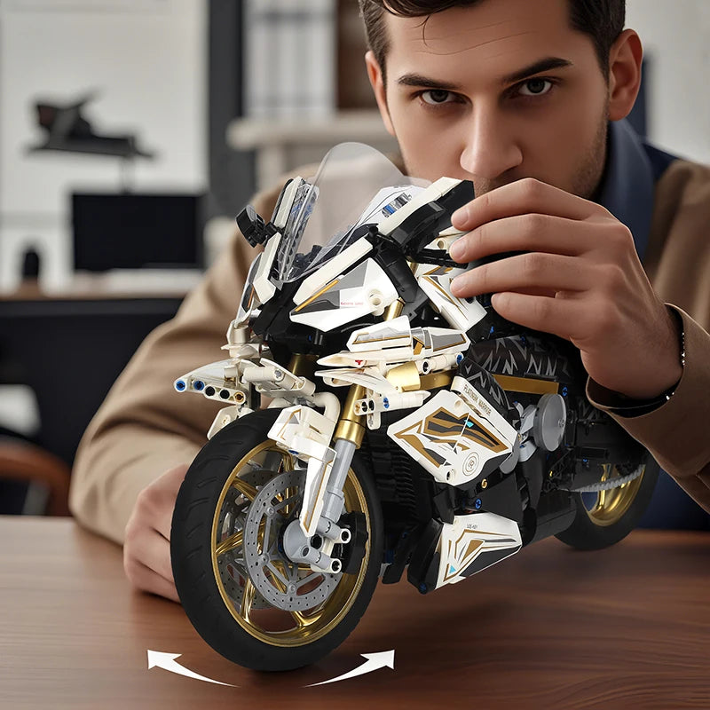 2000PCS 1000RR Motorcycle Building Blocks Set - 1:5 Scale Racing Model Assembly Kit, Collectible Toy Gift for Teens & Adults Boy