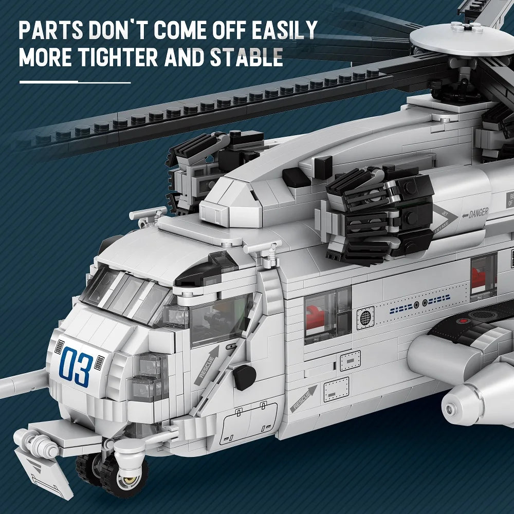 CH-53E Super Stallion Helicopte Building Set for Adults, Army Transport Airplane Toy, Collectible Gifts for Military Enthusiasts