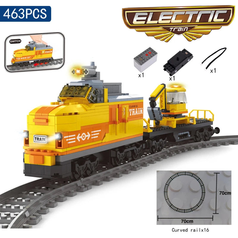 DIY MOC City Series Train Metro Tracks Building Blocks Railroad Conveyance Kids Model Bricks Toys Brinquedos for Children Gifts