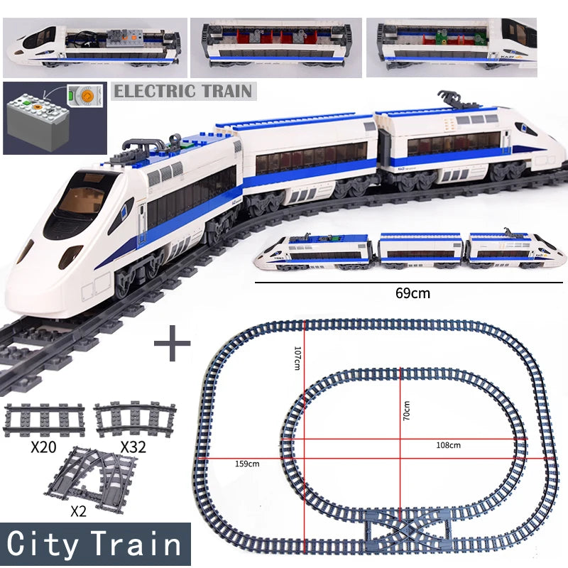 DIY MOC City Series Train Metro Tracks Building Blocks Railroad Conveyance Kids Model Bricks Toys Brinquedos for Children Gifts