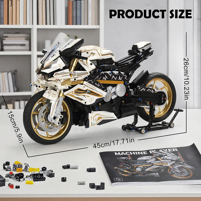 2000PCS 1000RR Motorcycle Building Blocks Set - 1:5 Scale Racing Model Assembly Kit, Collectible Toy Gift for Teens & Adults Boy