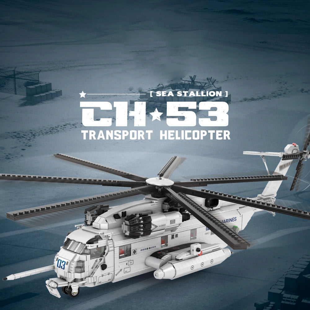 CH-53E Super Stallion Helicopte Building Set for Adults, Army Transport Airplane Toy, Collectible Gifts for Military Enthusiasts
