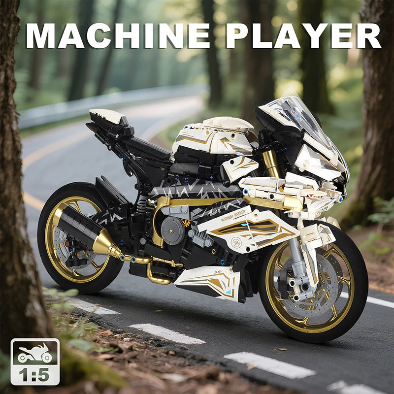 2000PCS 1000RR Motorcycle Building Blocks Set - 1:5 Scale Racing Model Assembly Kit, Collectible Toy Gift for Teens & Adults Boy