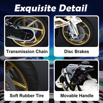 2000PCS 1000RR Motorcycle Building Blocks Set - 1:5 Scale Racing Model Assembly Kit, Collectible Toy Gift for Teens & Adults Boy