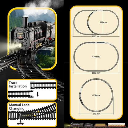 Kids Retro Electric Steam Train Rail Toys Classical Railway Freight Train High-Speed Tracks Train Model Boys Toys Christmas Gift