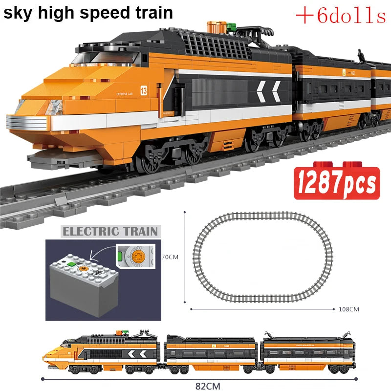 DIY MOC City Series Train Metro Tracks Building Blocks Railroad Conveyance Kids Model Bricks Toys Brinquedos for Children Gifts