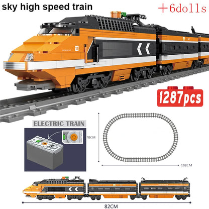 DIY MOC City Series Train Metro Tracks Building Blocks Railroad Conveyance Kids Model Bricks Toys Brinquedos for Children Gifts