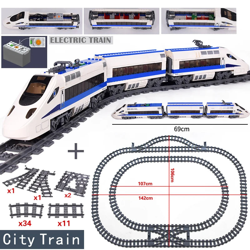 DIY MOC City Series Train Metro Tracks Building Blocks Railroad Conveyance Kids Model Bricks Toys Brinquedos for Children Gifts