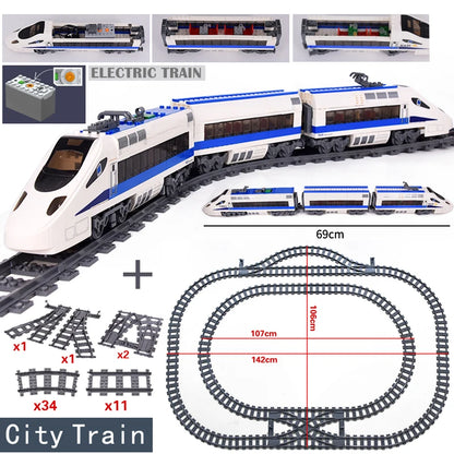 DIY MOC City Series Train Metro Tracks Building Blocks Railroad Conveyance Kids Model Bricks Toys Brinquedos for Children Gifts