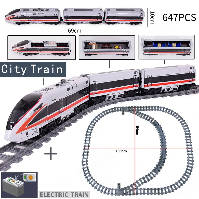 DIY MOC City Series Train Metro Tracks Building Blocks Railroad Conveyance Kids Model Bricks Toys Brinquedos for Children Gifts
