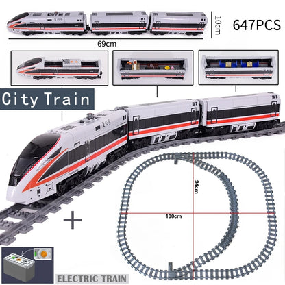 DIY MOC City Series Train Metro Tracks Building Blocks Railroad Conveyance Kids Model Bricks Toys Brinquedos for Children Gifts