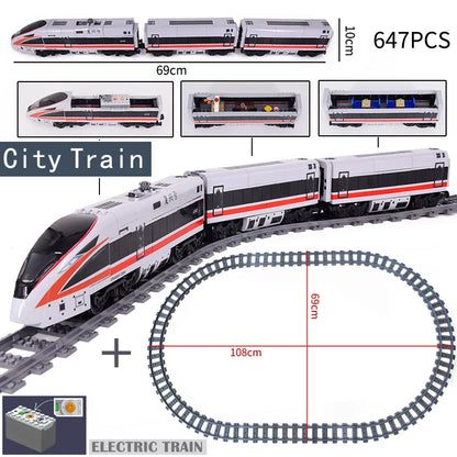 DIY MOC City Series Train Metro Tracks Building Blocks Railroad Conveyance Kids Model Bricks Toys Brinquedos for Children Gifts